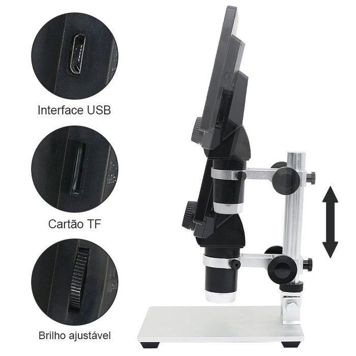 1200X Portable Digital Microscope, featuring a 7" HD LCD display and 12MP high-definition resolution