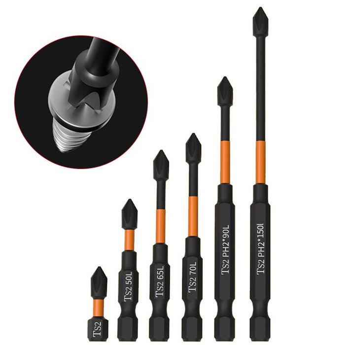 6pcs Cross Screwdriver Head Strong Magnetic Anti Slip High Hardness