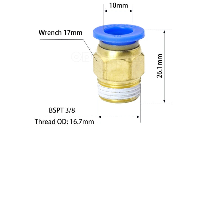 50PCS PC Series Pneumatic Fittings – 1/8" 1/4" 3/8" 1/2" Male Thread Air Connector (PC4/6/8/10/12)