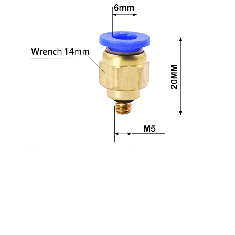 50PCS PC Series Pneumatic Fittings – 1/8" 1/4" 3/8" 1/2" Male Thread Air Connector (PC4/6/8/10/12)