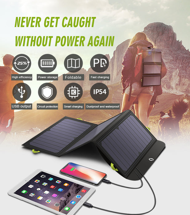 21W  Portable Solar Charger with Built-In 10000mAh Battery