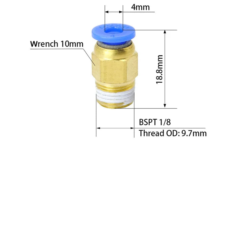 50PCS PC Series Pneumatic Fittings – 1/8" 1/4" 3/8" 1/2" Male Thread Air Connector (PC4/6/8/10/12)