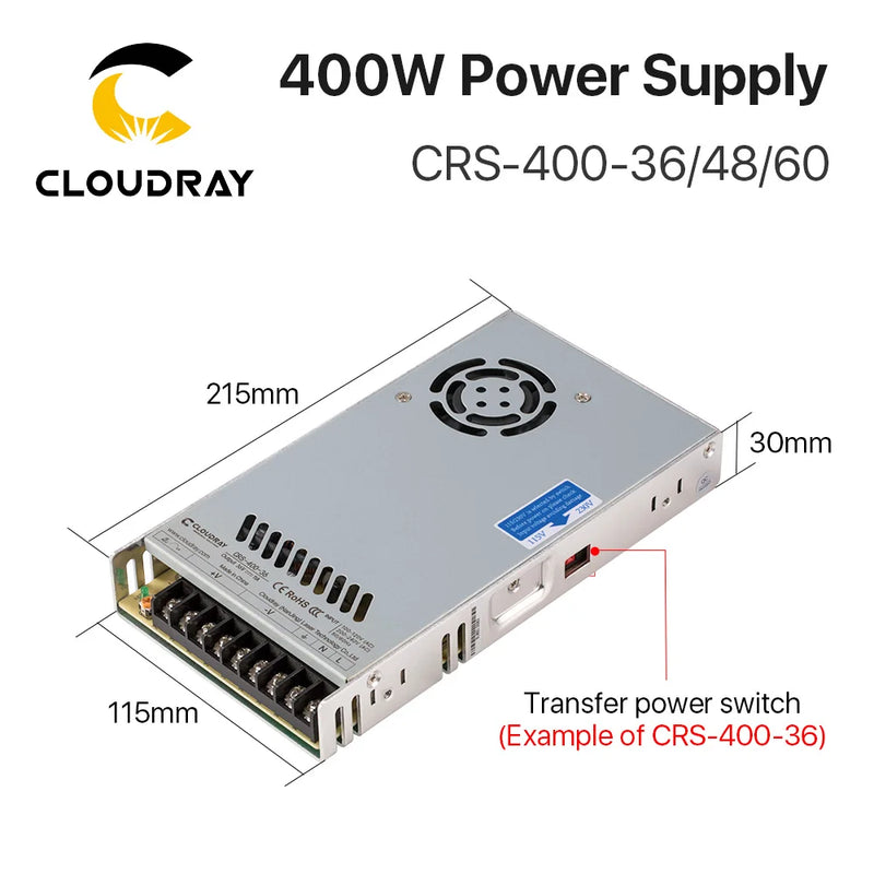Fuente de alimentación conmutada Cloudray CRS-400 36V 48V 60V 400W 11A Conmutación 