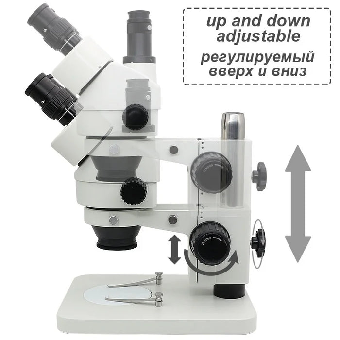 Trinocular Stereo Microscope 7X-45X Zoom – Simul-Focal Circuit Board &amp; Phone Repair Soldering Tool with WF10X/20mm Eyepiece