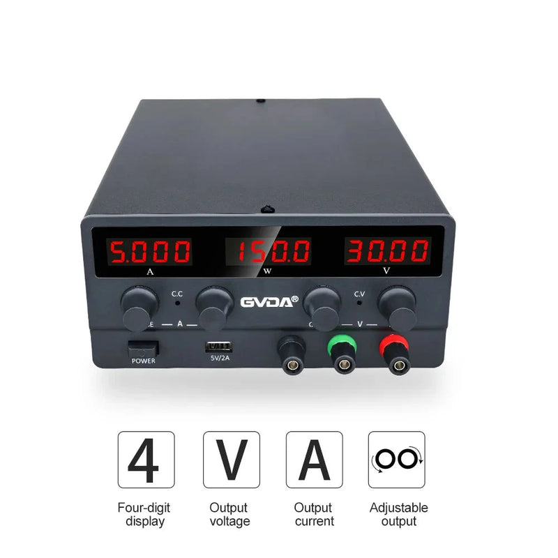 GVDA USB DC Voltage Regulated Lab Power Supply 60V 5A/30V 10A