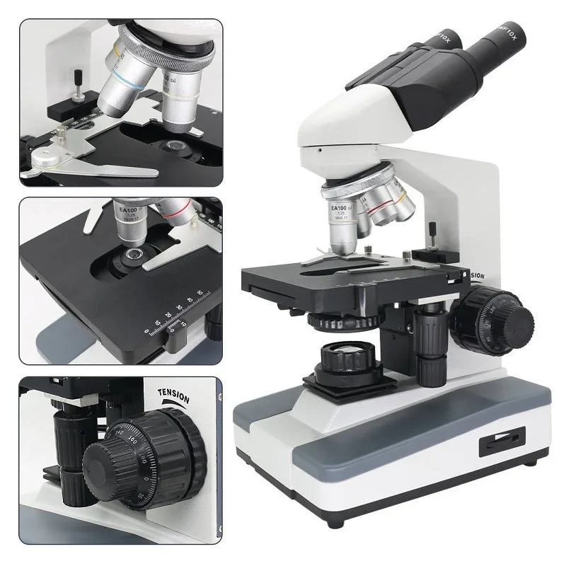 Microscopio binocular con fuente de luz de microscopio biológico 40-1600X 