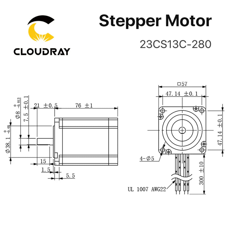 Motor paso a paso Nema 23, 64 mm, 2 fases, 1,3 Nm, 2,8 A, 4 conductores 