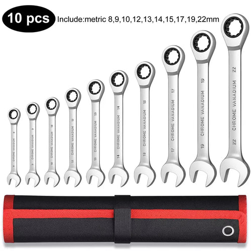 72-Tooth Ratchet Wrench Set - Metric Combination Ratchet Spanners for Car Repair Tools