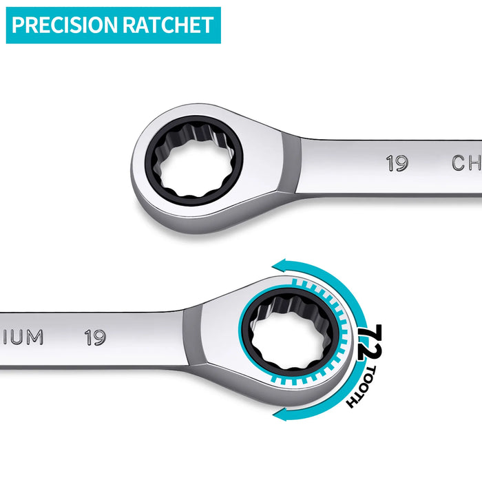 72-Tooth Ratchet Wrench Set - Metric Combination Ratchet Spanners for Car Repair Tools