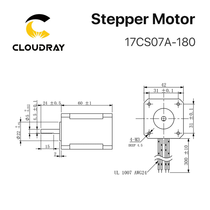 2-Phase Nema17 Stepper Motor – 42mm, 71Ncm, 1.8A, 4-Lead