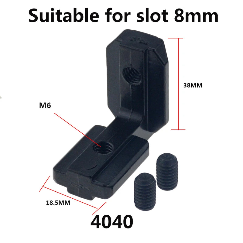 2020 soporte de junta de conector de esquina interior en forma de L negro 10 unids/pack 