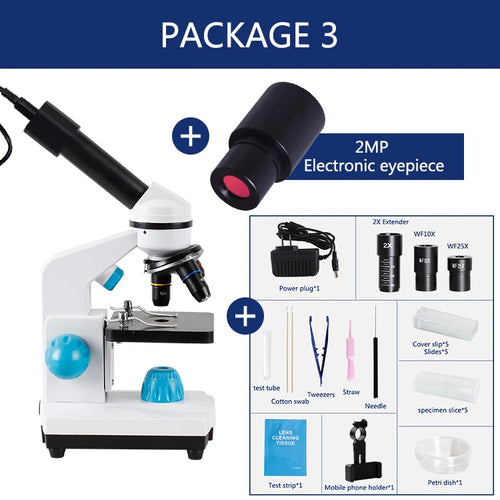 2000X Biological HD Microscope with Electronic Eyepiece – Monocular Design for Student Laboratory Use