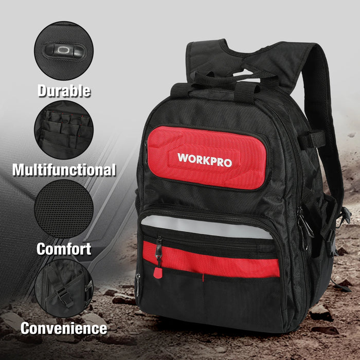 WORKPRO 2021 Neue Werkzeugtasche 17'' Rucksack Wasserdichte Organizer-Tasche