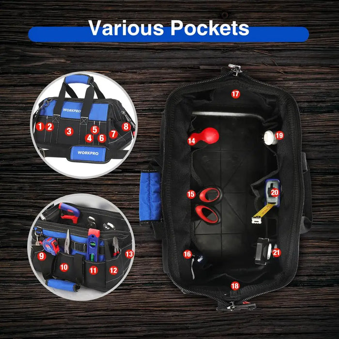 WORKPRO Tool Bags Waterproof Travel Bags Men Crossbody Bag Tool