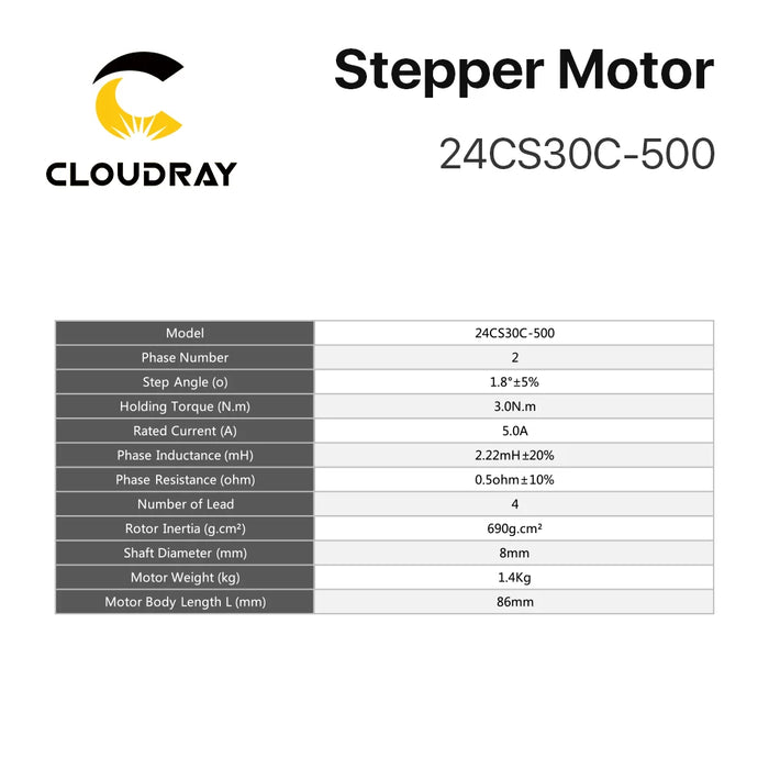 Nema 24 2-Phase Stepper Motor - 60mm, 3N.m, 5A, 4-Lead with Cable