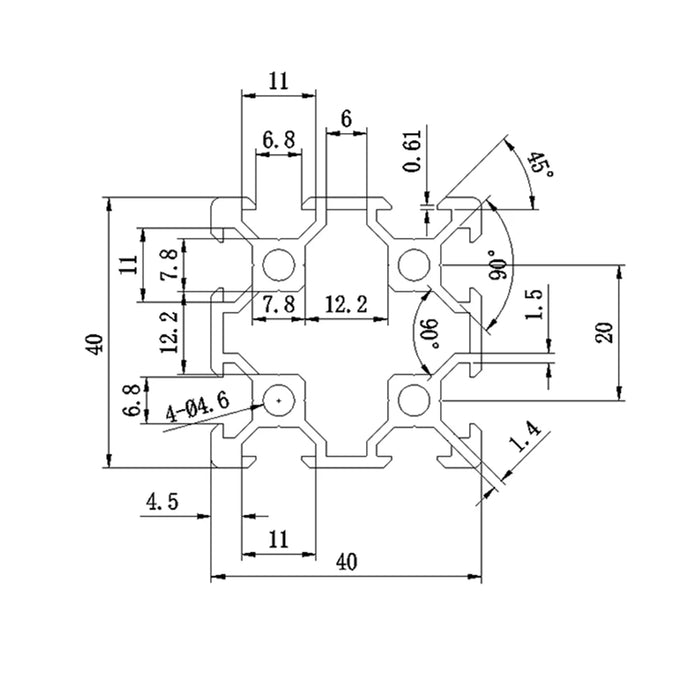 40x40 Black Double V-Slot Modular Aluminum Profile System