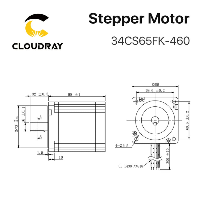 Cloudray Nema 34 Open-Loop-Schrittmotortreiber-Kit 6,5 Nm 4,6 A DM860S 