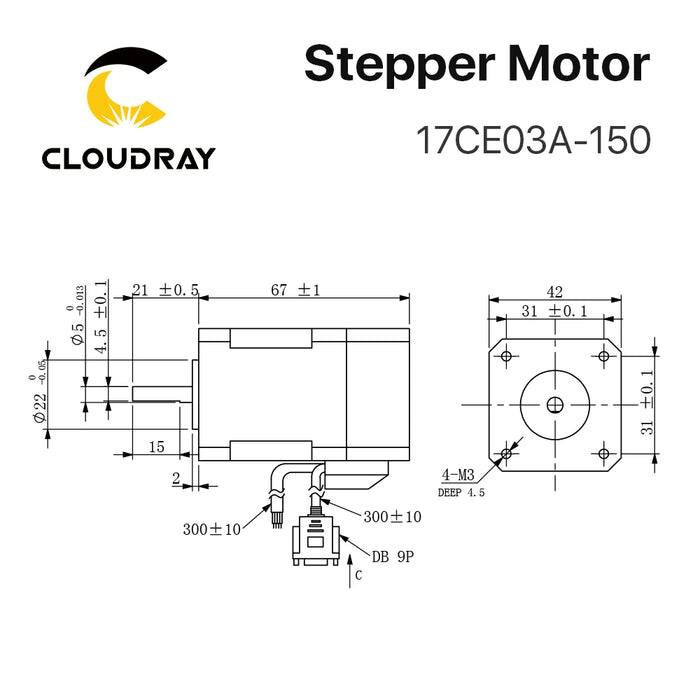 Cloudray Nema 17 Closed Loop Stepper Motor – 0.3N.m, 1.5A