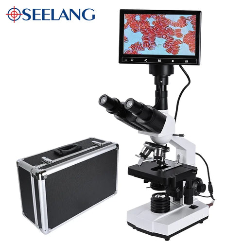 Professional Blood Detector Digital Microscope – 5MP Electronic Binocular Microscope with 7-Inch LCD Screen