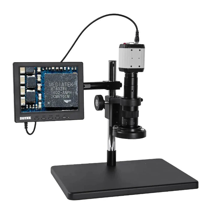 HD Digital Stereo Microscope with 1080P USB/HDMI/VGA Industrial Camera + 180X C-Mount Lens + 8-Inch LCD Display