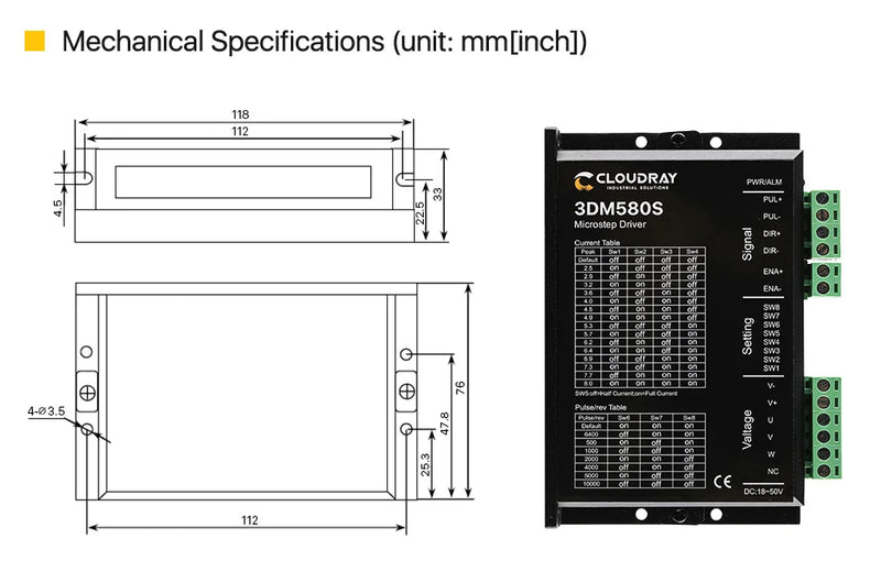 Cloudray NEMA 23 3-Phase 1.0N.m / 2.0N.m Geared Stepper Kit 3DM580S