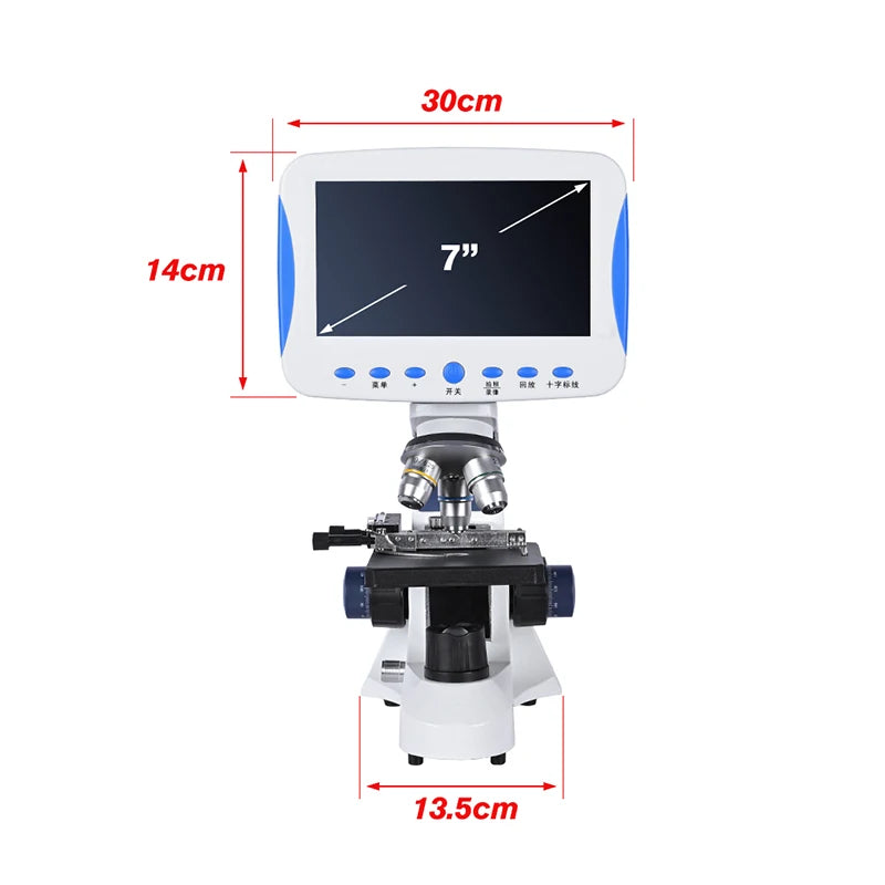 Microscopio de ajuste fino Coaxial HD Digital LCD de 7 pulgadas con zoom 2000X 