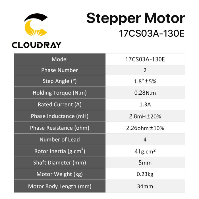 Cloudray 34mm Nema 17 Stepper Motor 28N.cm 1.3A 2 Phase Stepper Motor