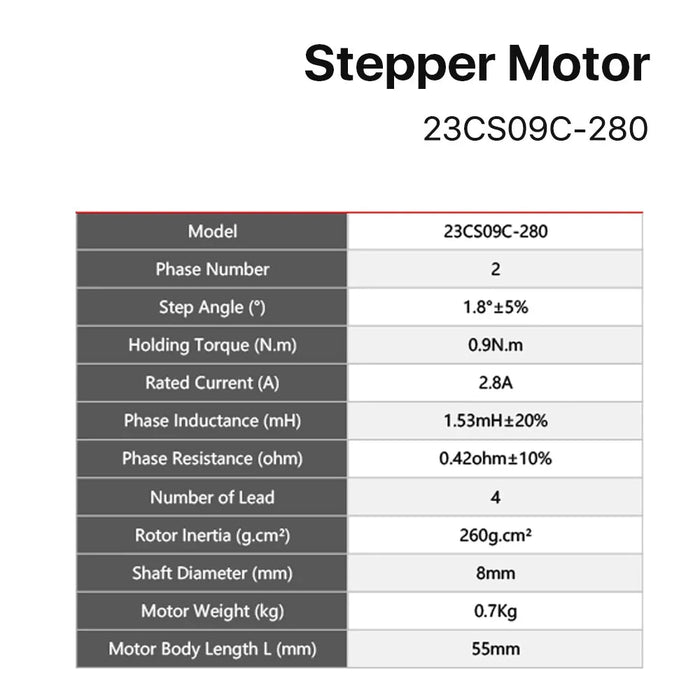 Nema 23 Stepper Motor - 57mm, 90Ncm, 2.8A, 2-Phase, 4-Lead