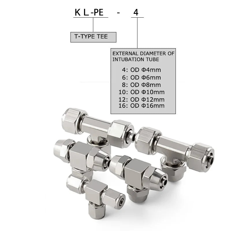 30PCS KL-PE Pneumatic Tee Connector – Quick Twist T-Type 4–16mm Nickel Plated Brass