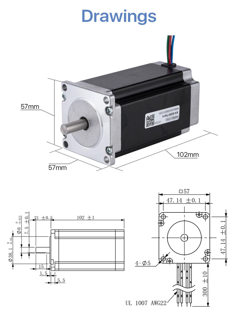 Cloudray NEMA 23 3.0N.m 5.0A Stepper Kit 23CS30C-500+DM556S