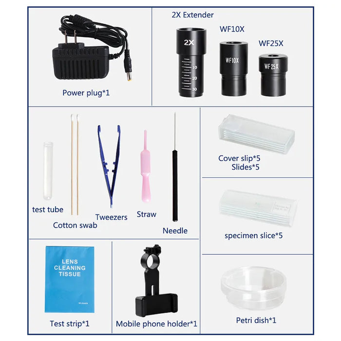 2000X Biological HD Microscope with Electronic Eyepiece – Monocular Design for Student Laboratory Use