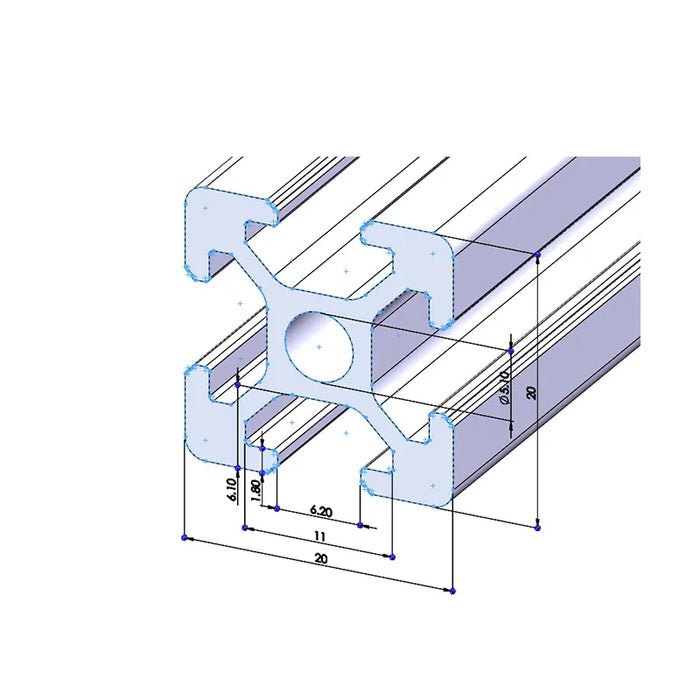 20x20N2/T Black T-Slot Aluminum Profile