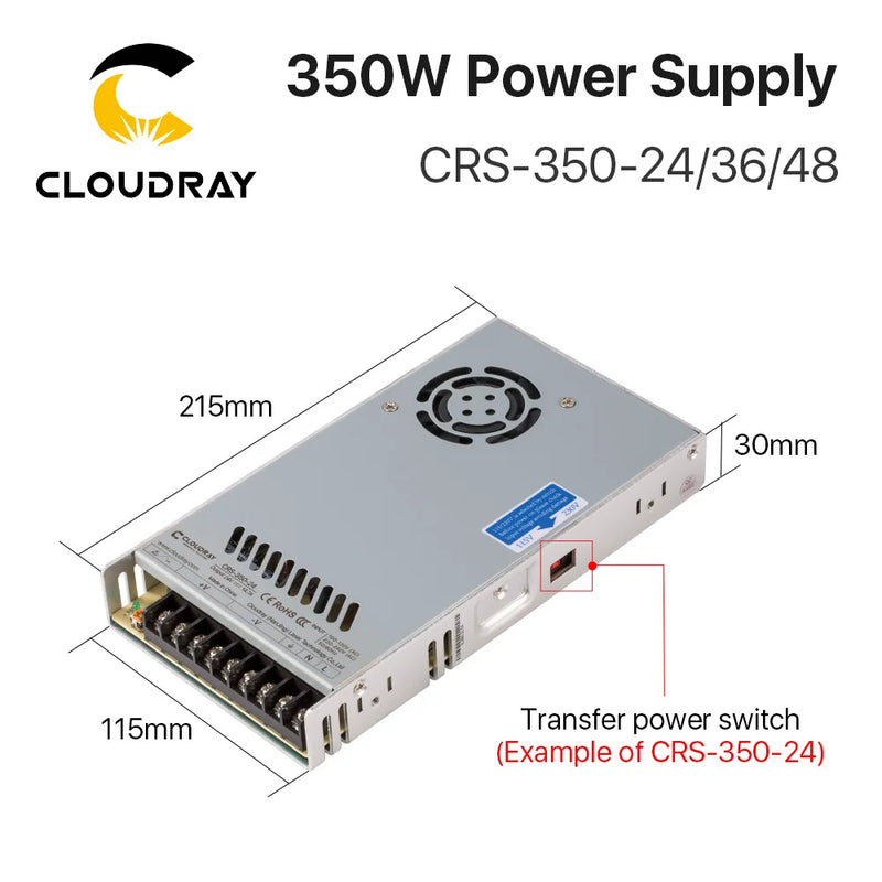 Fuente de alimentación conmutada Cloudray CRS-350 24V 36V 350W 7.2A 9.7A 14.6A 
