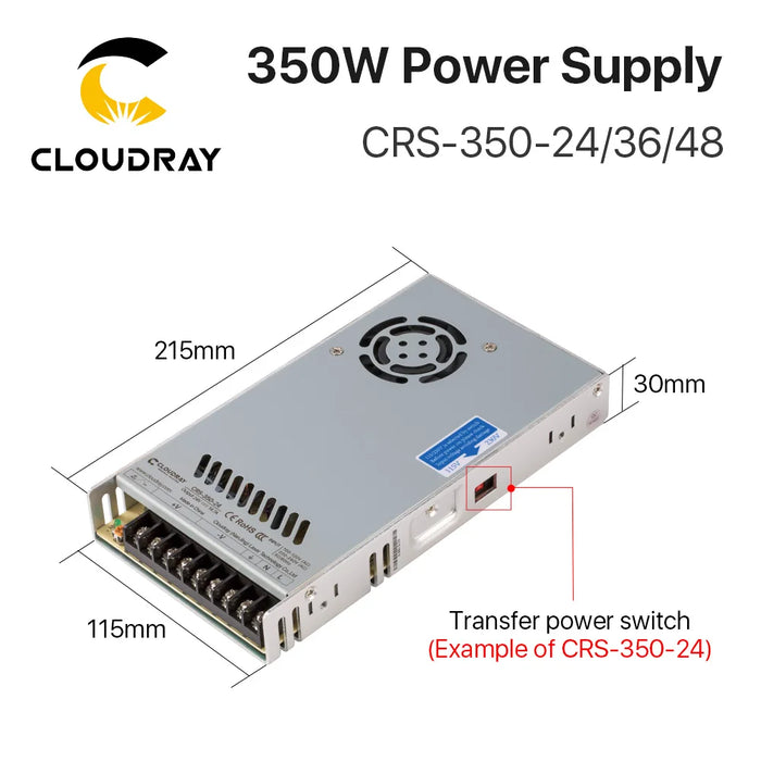 Fuente de alimentación conmutada Cloudray CRS-350 24V 36V 350W 7.2A 9.7A 14.6A 