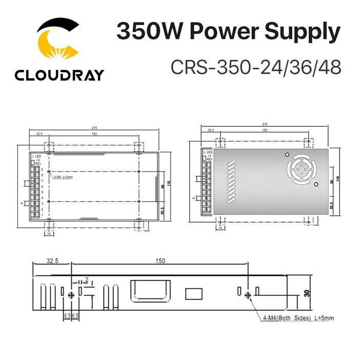 Cloudray CRS-350 Switching Power Supply 24V 36V 350W 7.2A 9.7A 14.6A