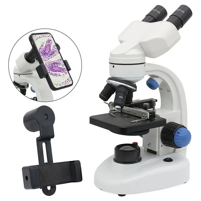 Microscopio Biológico 2000X con Clip para Smartphone HD Iluminado 