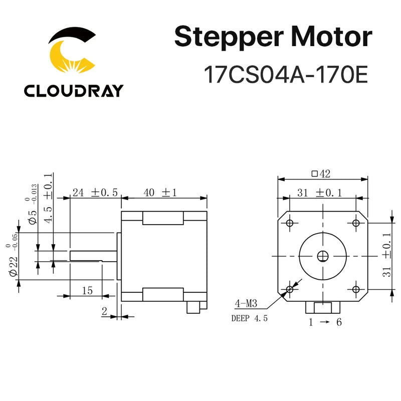Kit de controlador de motor paso a paso Cloudray Nema 17, bucle abierto 0,42 Nm 1,7 A 