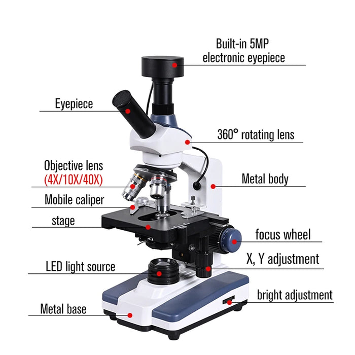 HD Digital Biological Lab Microscope with 9-Inch LCD Screen and 5MP Electronic Eyepiece – Complete Lab Kit