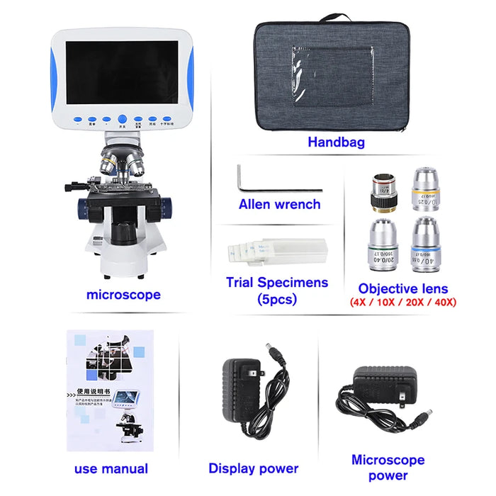 7-Inch LCD TV Version Microscope - 2000X Zoom Digital HD Coaxial