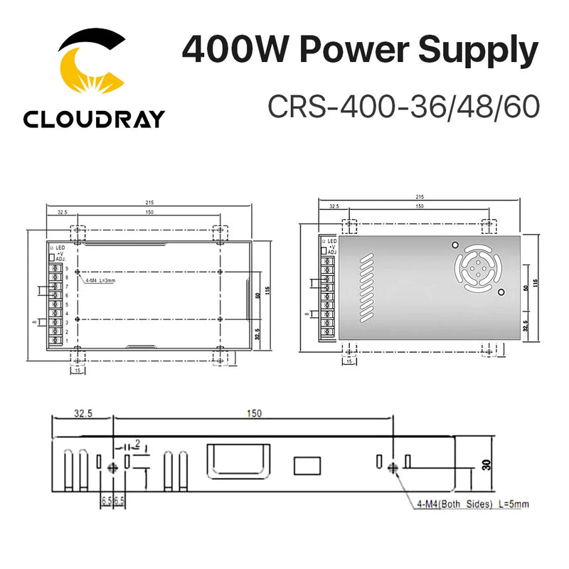 Fuente de alimentación conmutada Cloudray CRS-400 36V 48V 60V 400W 11A Conmutación 