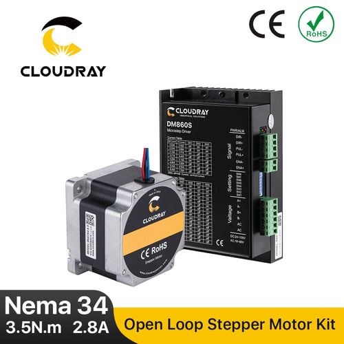 Cloudray Nema 34 Open Loop Stepper Motor Kit with 3.5N.m Torque and DM860S Driver - 2.8A