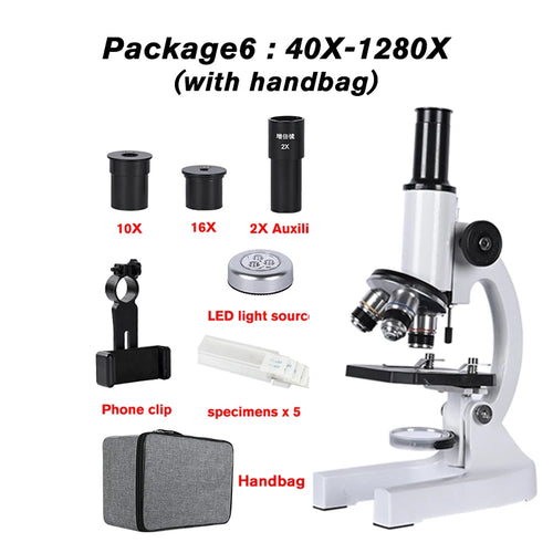 Zoom 640X 1280X 2000X HD Biological Microscope – Student Educational Science Laboratory Microscope