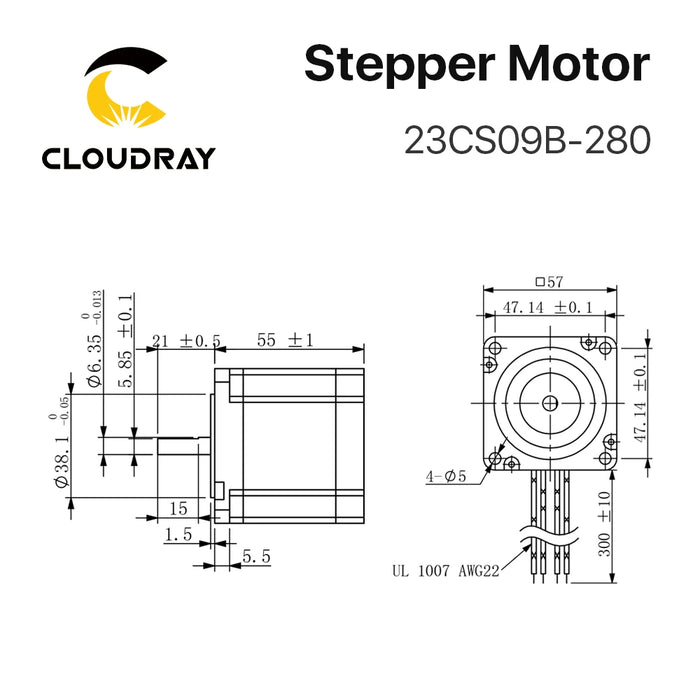 Cloudray Nema 23 Stepper Motor – 0.9N.m, 2.8A