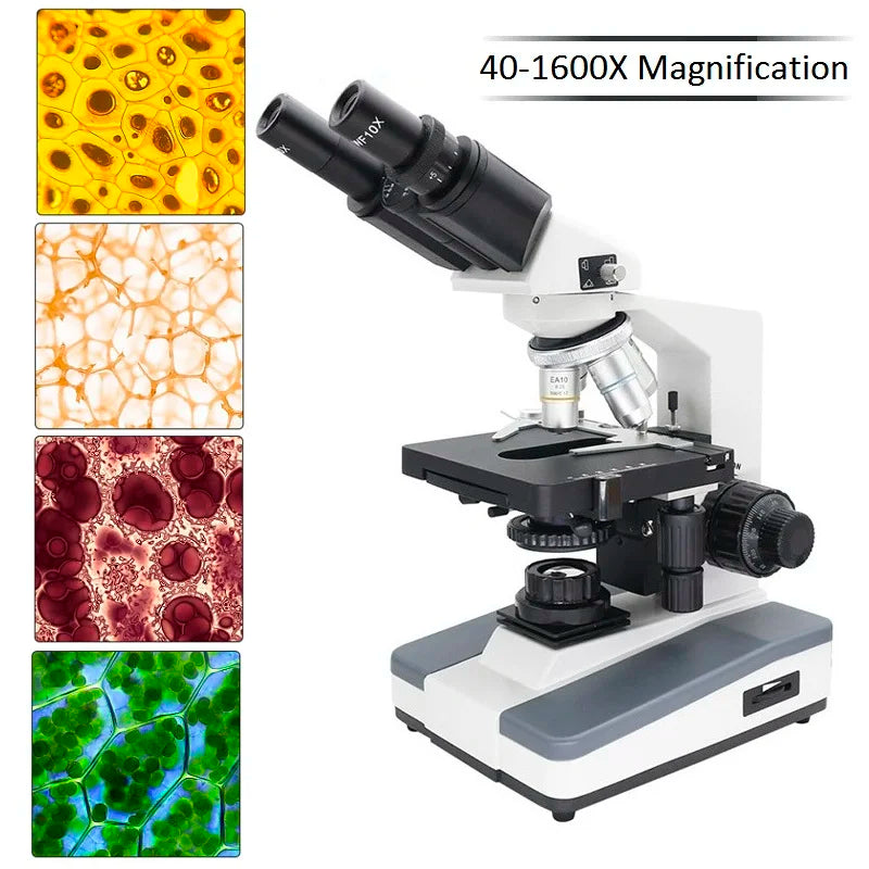 Microscopio binocular con fuente de luz de microscopio biológico 40-1600X 