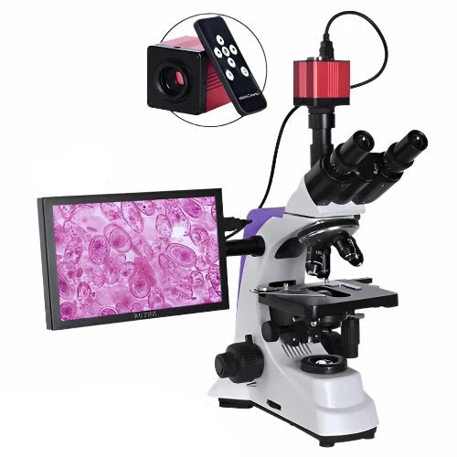 Professional Lab HD Trinocular Microscope – 40X-2500X Zoom + 16MP Electronic Digital Camera + 10-Inch LCD Display