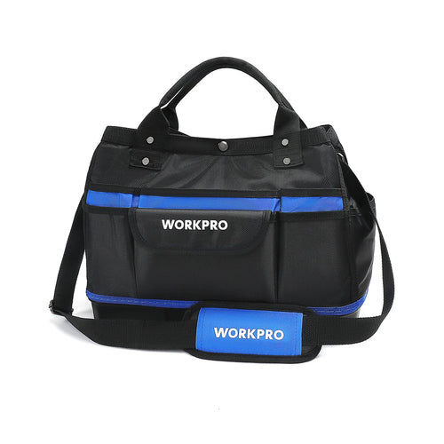 Bolsa de almacenamiento de herramientas WORKPRO de 15 ", bolsa para kit de herramientas de boca ancha, resistente al agua 1680D 