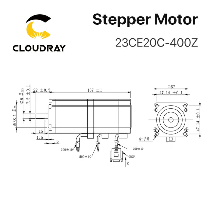 Cloudray Nema 23 Closed Loop Stepper Motor – 2.0N.m, 4.0A, 8mm Shaft