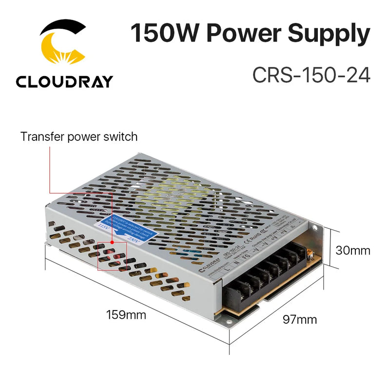 Fuente de alimentación conmutada Cloudray CRS-150 24V 150W 6.5A Alimentación conmutada 