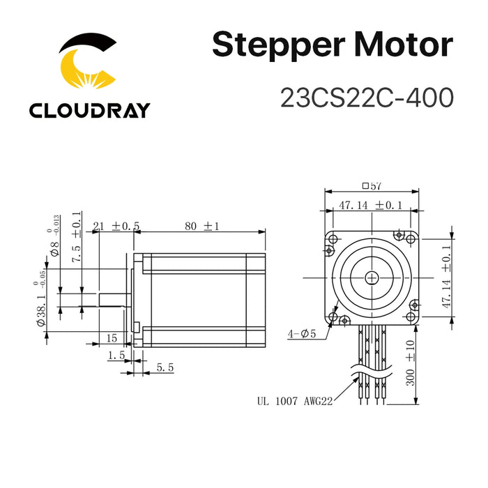 Cloudray Nema 23 Stepper Motor Driver Kit – Open Loop, 2.2N.m, 4A