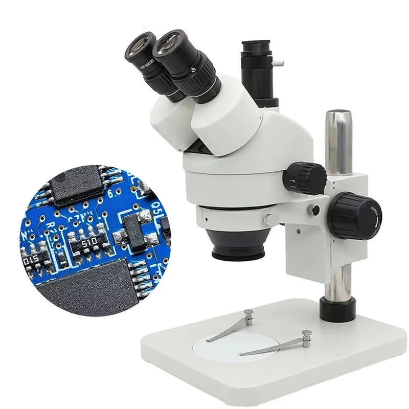 Microscopio trinocular con zoom 7X-45X, microscopio estéreo simul-focal 